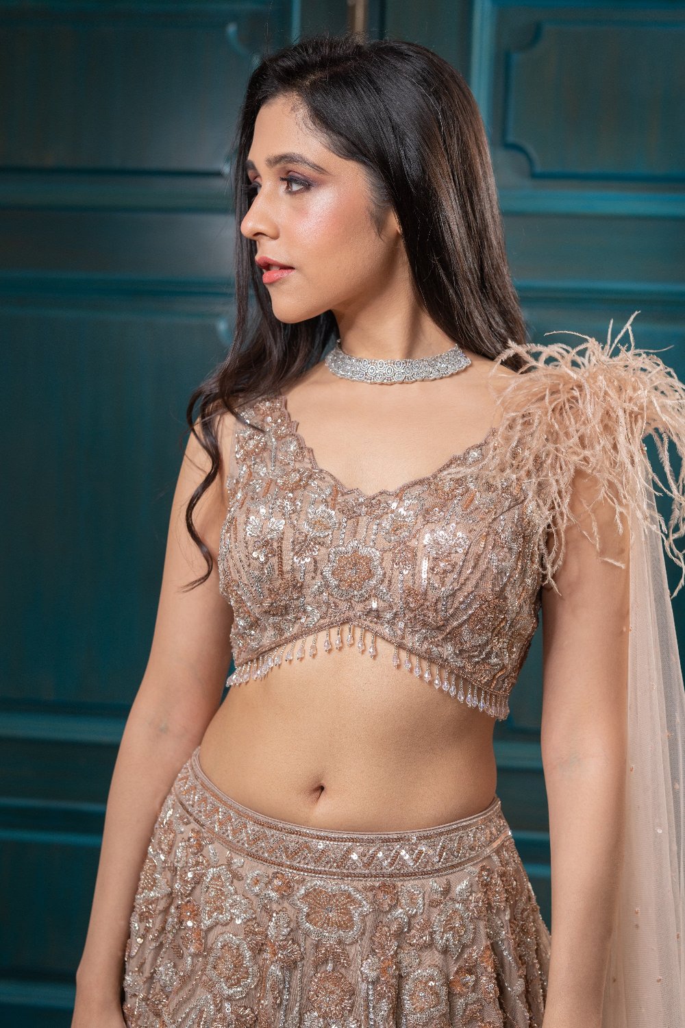 Nude Gold Lehenga - golden lehenga