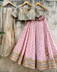 Nude Pink And Beige Lehenga Set - lehenga set