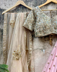 Nude Pink And Beige Lehenga Set - lehenga set