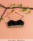 Nude Rawsilk Lehenga With Black Blouse Dupatta - raw silk lehenga