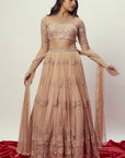 Ombre Rose Gold Floral Lehenga Set - floral lehenga