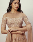 Ombre Rose Gold Floral Lehenga Set - floral lehenga