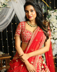 Paheli Red Lehenga Set - red bridal lehenga