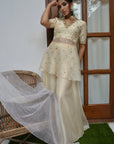 Pale White Sharara Set - wedding wear anarkali dress