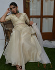 Pale White Sharara Set - wedding wear anarkali dress