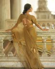PARO Gold Organza Saree Set - organza saree