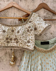 Pastel Mint Green And Ivory Lehenga Set - lehenga set