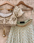 Pastel Mint Green And Ivory Lehenga Set - lehenga set