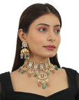 Pastel Pink And Sea Green Heavy Necklace - indian jewelry