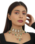 Pastel Pink And Sea Green Heavy Necklace - indian jewelry