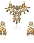 Pastel Pink And Sea Green Heavy Necklace - indian jewelry