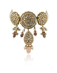 Pastel Pink And White Necklace Set - indian necklace set