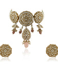 Pastel Pink And White Necklace Set - indian necklace set