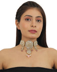 Pastel Pink And White Necklace Set - indian necklace set