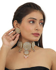 Pastel Pink And White Necklace Set - indian necklace set