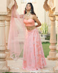 Peach Bustier with Skirt and Dupatta - Lehenga Australia