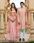 Peach Bustier with Skirt and Dupatta - peach dress