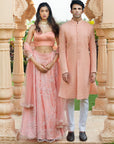 Peach Sherwani With White Pants - sherwani