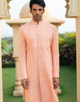 Peach Sherwani With White Pants - sherwani