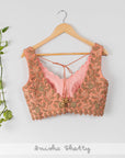 Peach Zardosi Cutwork Blouse With Ivory Sharara And Scallop embroidered Dupatta - sharara set