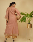 Peachish Pink 3 Piece Kaftaan Kurta Set - indian wear for ladies