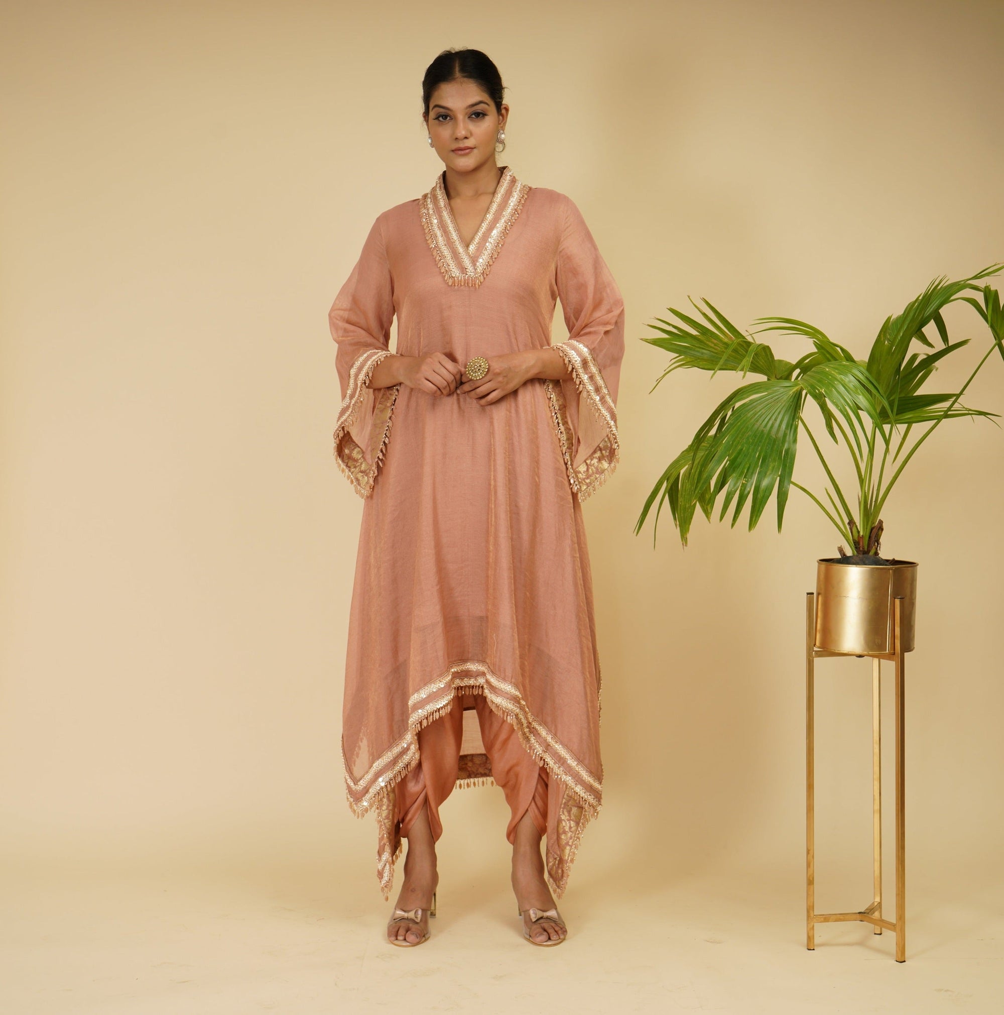 Peachish Pink Kaftaan Kurta Set - kaftan dress