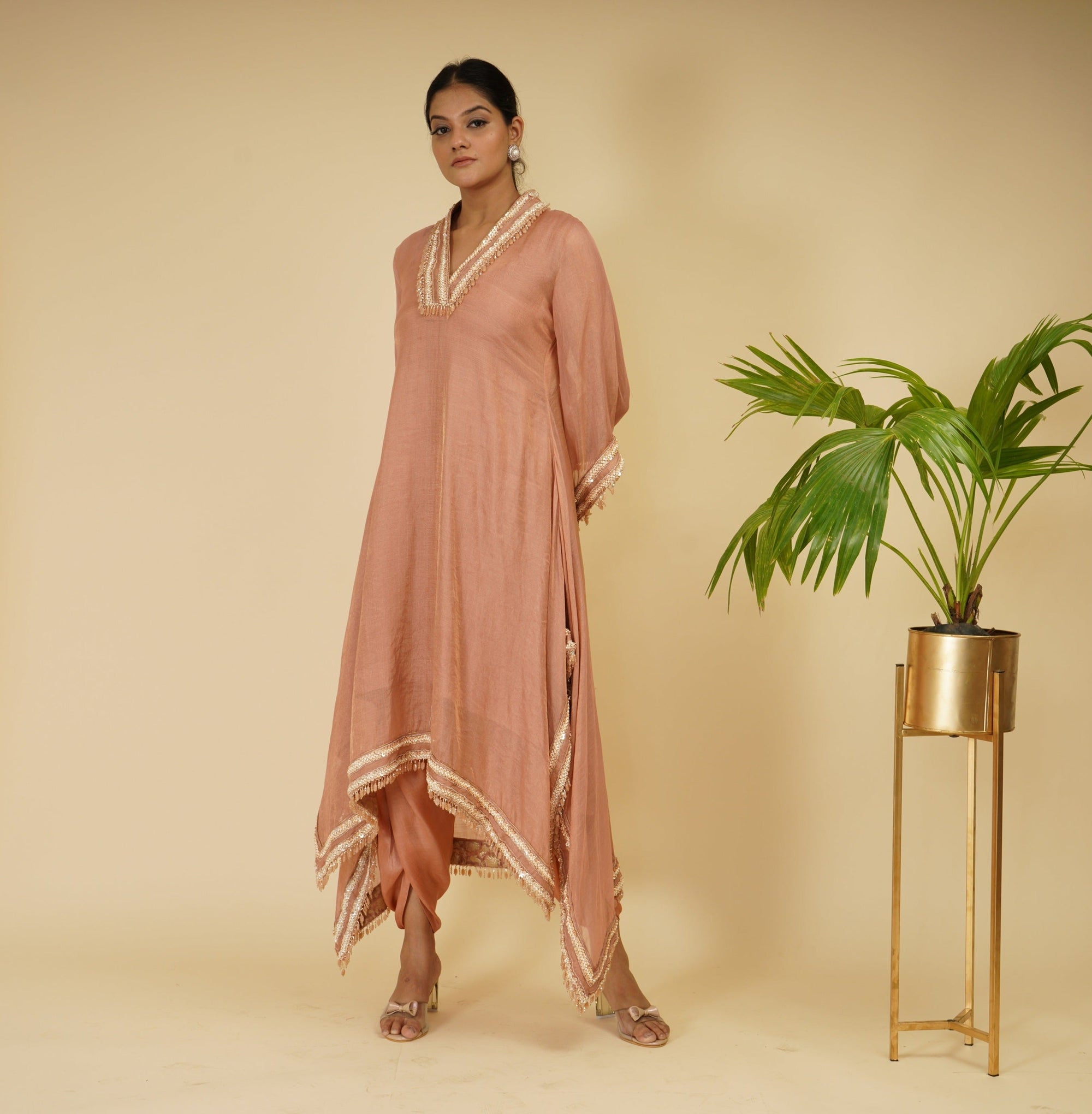 Peachish Pink Kaftaan Kurta Set - kaftan dress