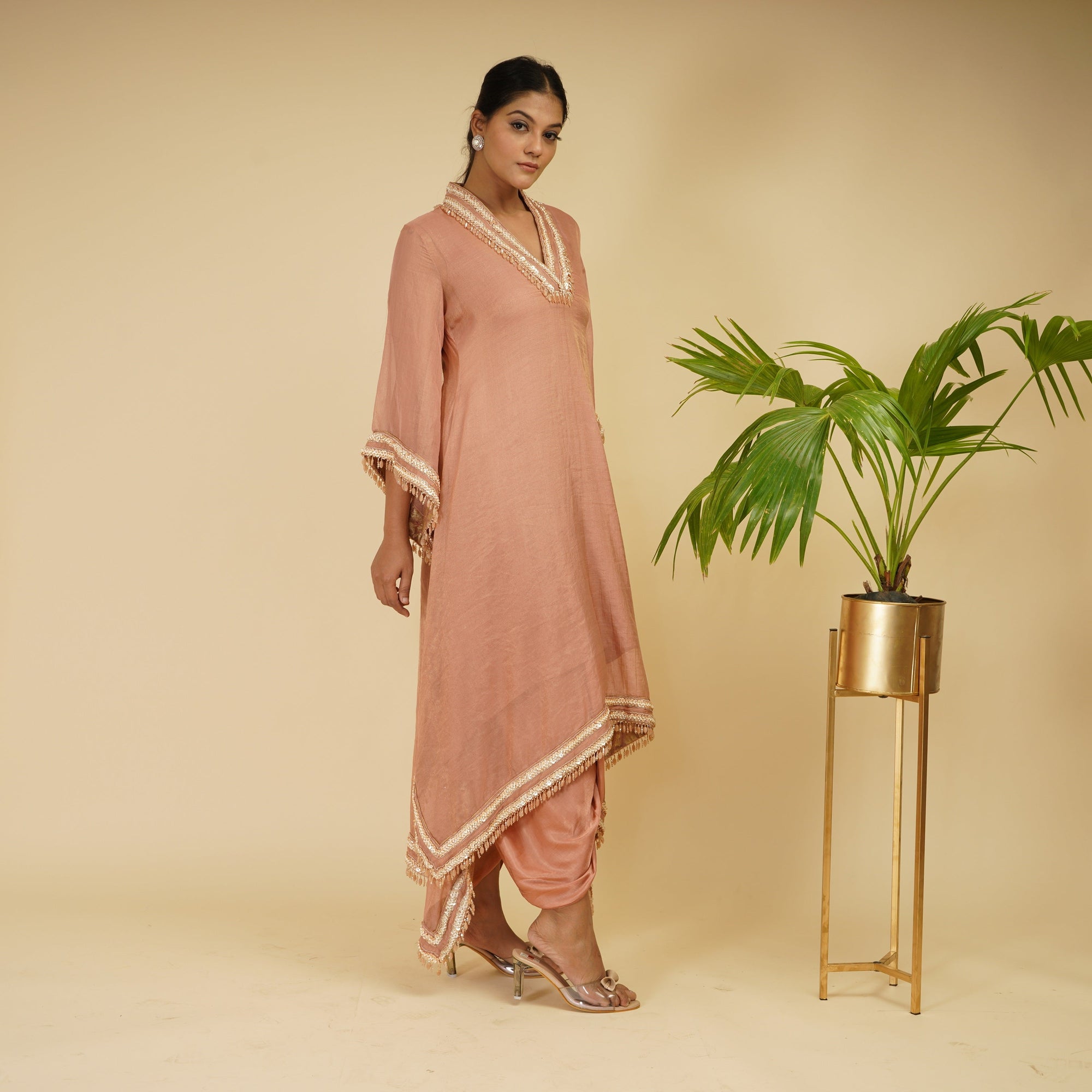 Peachish Pink Kaftaan Kurta Set - kaftan dress