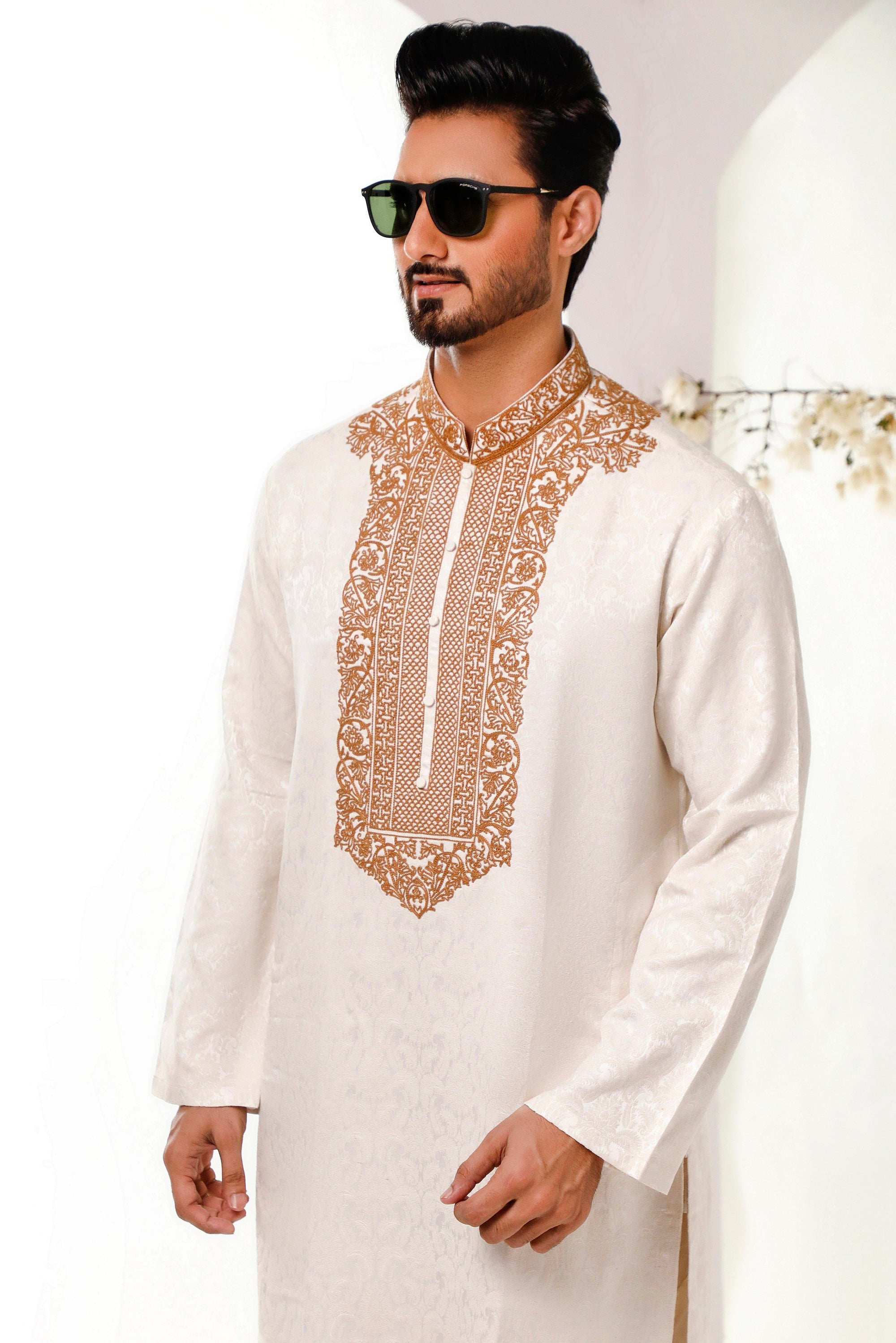 Pearl Off White Kurta Pajama - white dress
