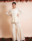 Pearl White Sharara Set - sharara set