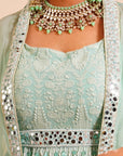 Pistachio Green Anarkali With Cape - anarkali dress