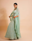 Pistachio Green Anarkali With Cape - anarkali dress