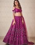 Plum Crystal Lehenga - lehenga