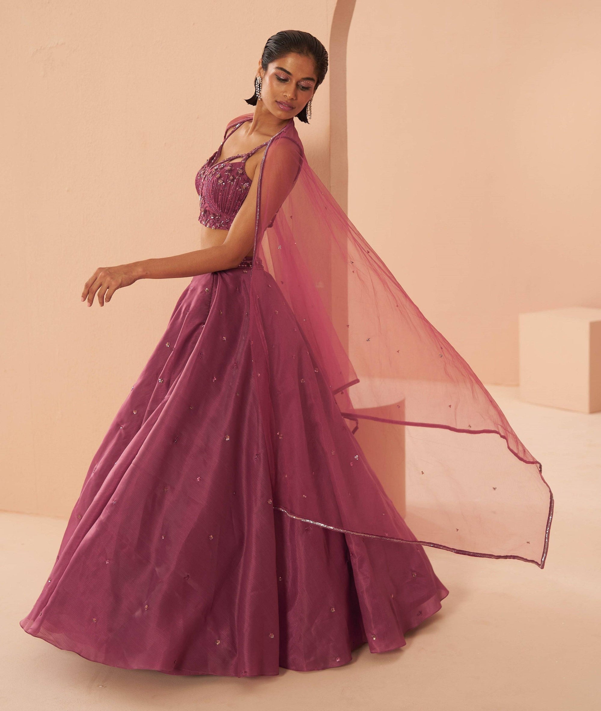 Plum Sorbet Lehenga Set - indian lehenga