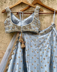 Powder Blue Bridal Embroidered Lehenga Set - powder blue lehenga