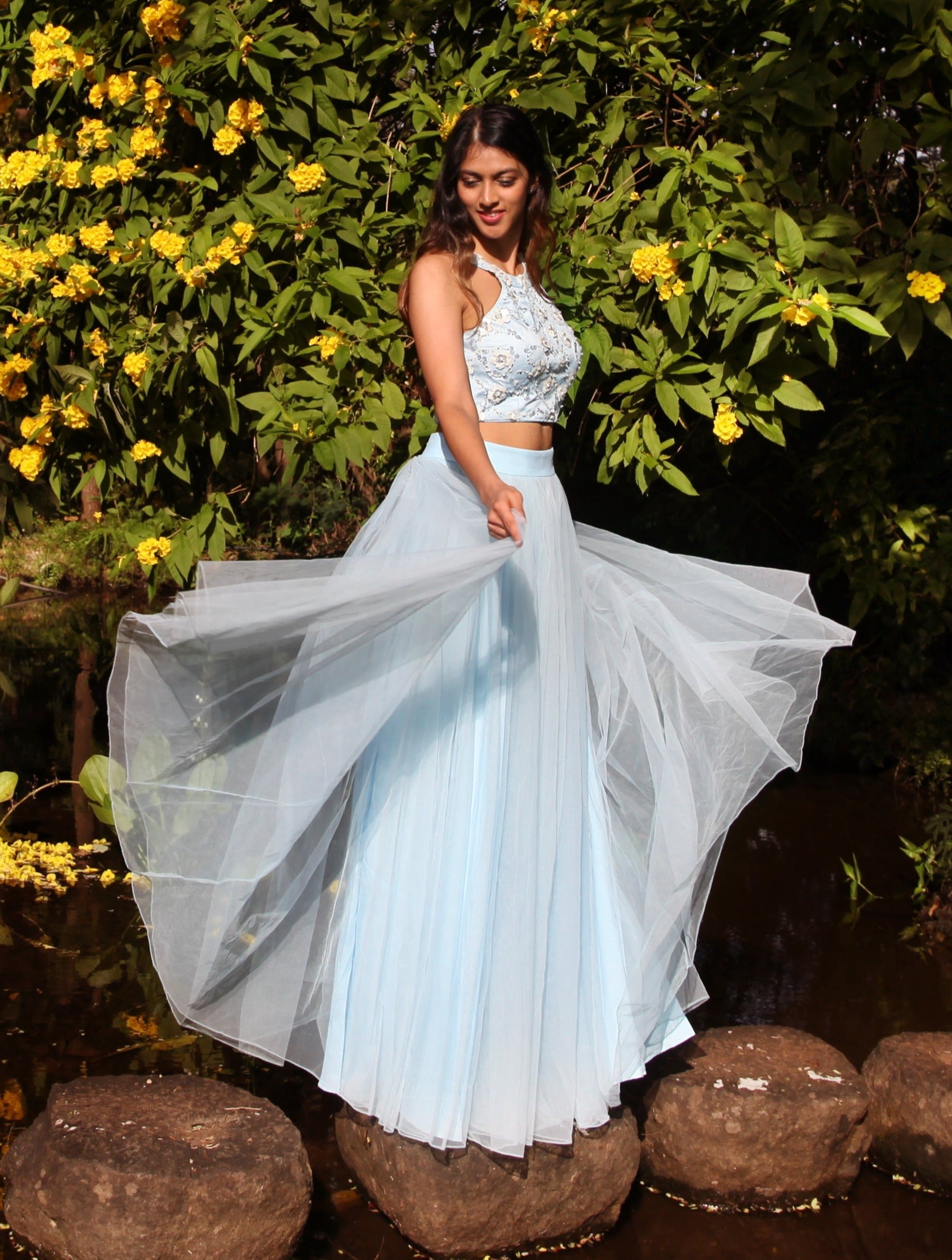 Powder Blue Bustier Tulle Skirt – WaliaJones