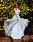 Powder Blue Bustier Tulle Skirt - indian wear for women