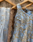 Powder Blue Kurta Palazzo Set - indian attire for ladies