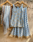 Powder Blue Kurta Palazzo Set - indian attire for ladies