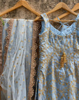Powder Blue Kurta Palazzo Set - indian attire for ladies