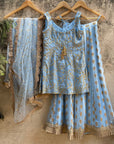 Powder Blue Kurta Palazzo Set - indian attire for ladies