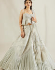 Powder Blue Lehenga With Peplum Blouse - lehenga choli