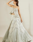 Powder Blue Lehenga With Peplum Blouse - lehenga choli