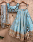 Powder Blue Sharmily Lehenga Set - powder blue lehenga