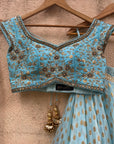 Powder Blue Sharmily Lehenga Set - powder blue lehenga