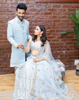 Powder Blue Sherwani Set - sherwani