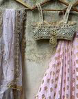 Powder Pink Ruffle Lehenga Set With Mirror Bustier - ruffle lehenga