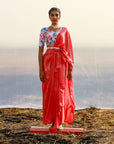 Pre Draped Saree with Belt - draped saree