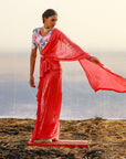 Pre Draped Saree with Belt - draped saree