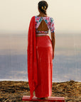 Pre Draped Saree with Belt - draped saree